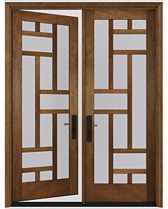 Mahogany Montpelier Full Lite, Artistic Lite Designer SDL Contemporary Modern Shaker Double Door