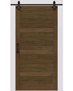 Mahogany Horizontal plank Contemporary Modern Shaker Single Barn Door|MR5-P101-BARN