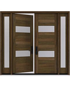 Mahogany 2 Lite  Modular Modern Shaker Double Door, Sidelite|MR5G10-202-SW-SH