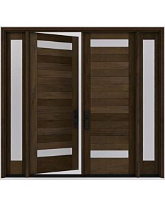 Mahogany 2 Lite  Modular Modern Shaker Double Door, Sidelites|MR5G5-201-SW-SH