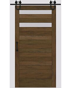 Mahogany 2 Lite Designer SDL Contemporary Modern Shaker Single Barn Door|MR5G5-202-BARN