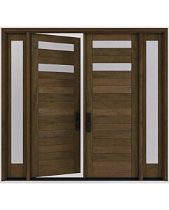 Mahogany 2 Lite  Modular Modern Shaker Double Door, Sidelites|MR5G5-202-SW-SH