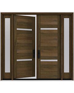 Mahogany 2 Lite  Modular Modern Shaker Double Door, Sidelites|MR5G5-203-SW-SH