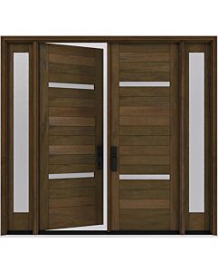 Mahogany Slimlite  Modular Modern Shaker Double Door, Sidelites|MR5G5-SLM-201-SW-SH