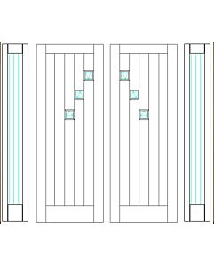 Mahogany Artistic Lite  Modular Modern Shaker Double Door, Sidelites|MRV-53G-4-AS
