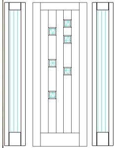 Mahogany Artistic Lite  Modular Modern Shaker Single Door, Sidelites|MRV-53G-6-AS