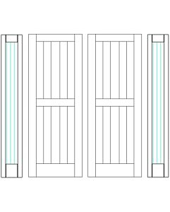 Mahogany Vertical Plank 2 panel Modular Modern Shaker Solid Double Door, Sidelites|MRV201-SW-SH