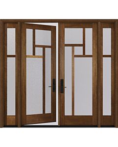 Mahogany Oculus Full Lite, Artistic Lite Designer SDL Shaker Double Door, Sidelites