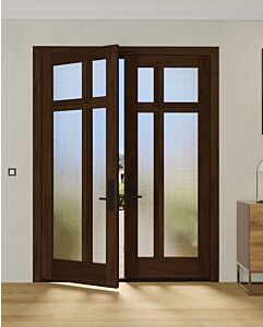 Mahogany Ouroboros Full Lite, Artistic Lite Designer SDL Contemporary Modern Shaker Double Door