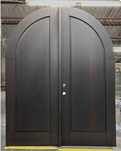 Mahogany Round Top Full Flat 1 Panel Solid Double Door|P101-R-RTP-OG