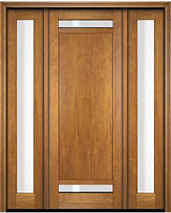 Mahogany Windermere 2 Lite  Contemporary Modern Shaker Single Door, Sidelites|P112-W-SH