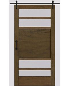 Mahogany 4 Lite Designer SDL Contemporary Modern Shaker Single Barn Door|P114-W-BARN
