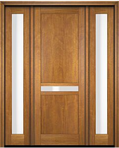 Mahogany Windermere Slimlite  Contemporary Modern Shaker Single Door, Sidelites|P121-W-SH