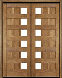 Mahogany Artistic Lite  Modern 7+ Panel Shaker Double Door