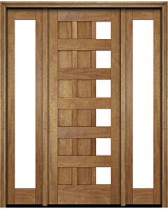 Mahogany Artistic Lite  Modern 7+ Panel Shaker Single Door, Sidelites