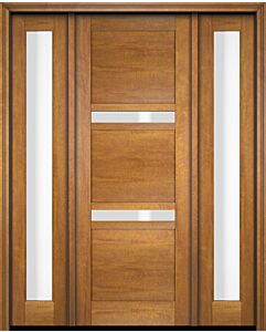 Mahogany Windermere Slimlite  Contemporary Modern Shaker Single Door, Sidelites|P132-W-SH