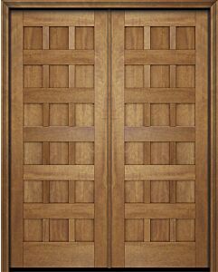 Mahogany Ribera Modern 7+ Panel Shaker Solid Double Door