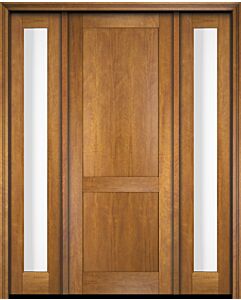 Mahogany Modern 2 Panel Shaker Solid Single Door, Sidelites|P201-SH-SH