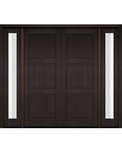 Mahogany 3 Panel Solid Double Door, Sidelites|P301-S-OG