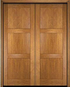 Mahogany Modern 3 Panel Shaker Solid Double Door|P301-SH-SH
