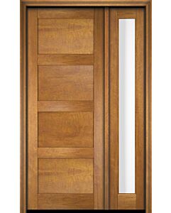 Mahogany Modern 4 Panel Shaker Solid Single Door, Sidelite|P401-SH-SH