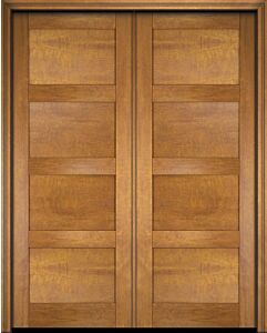 Mahogany Modern 4 Panel Shaker Solid Double Door|P401-SH-SH