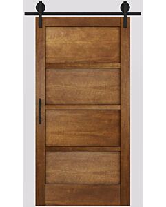 Mahogany Contemporary Modern 4 Panel Shaker Single Barn Door|P401-W-BARN
