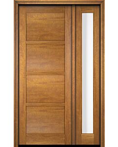 Mahogany Windermere Contemporary Modern 4 Panel Shaker Single Door, Sidelite|P401-W-SH