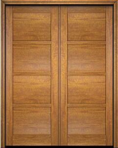 Mahogany Windermere Contemporary Modern 4 Panel Shaker Double Door|P401-W-SH