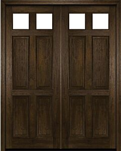 Mahogany 2 Lite, Top View 4 Panel Double Door|P402-P