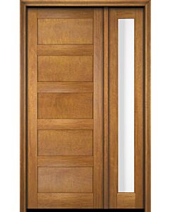 Mahogany Modern 5 Panel Shaker Solid Single Door, Sidelite|P501-SH-SH