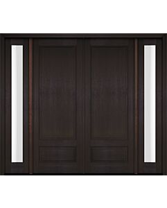 Mahogany 2 Panel Solid Double Door, Sidelites|P7501-S-OG
