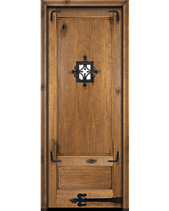Mahogany 2 Panel V-Grooved Rustic Solid Single Door|P7501-OG-RST