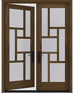 Mahogany Pinellas Full Lite, Artistic Lite Designer SDL Contemporary Modern Shaker Double Door