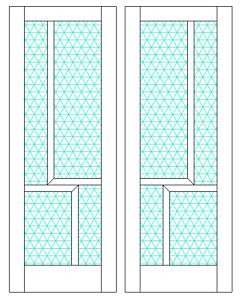 Mahogany Ras-8 Full Lite, Artistic Lite Designer SDL Shaker Double Door