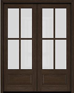 Mahogany 3/4 Lite, 4 Lite SDL 1 Panel Double Door|G7504-OG