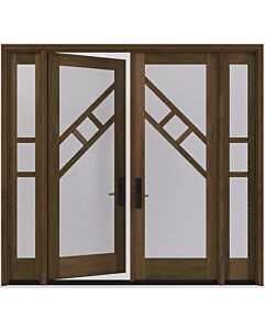 Mahogany Suez Full Lite, Artistic Lite Designer SDL Contemporary Modern Shaker Double Door, Sidelites