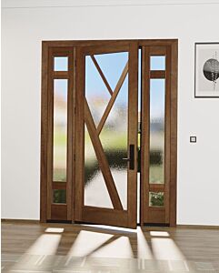 Mahogany Tree-3 Full Lite, Artistic Lite Designer SDL Shaker Single Door, Sidelites