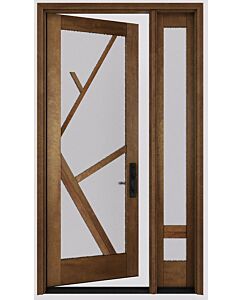Mahogany Tree-7 Full Lite, Artistic Lite Designer SDL Shaker Single Door, Sidelite