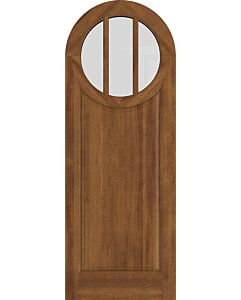 Mahogany Circle Round Top Vertical 3 Lite, Top View SDL 1 Panel Single Door|G301-RT-OG