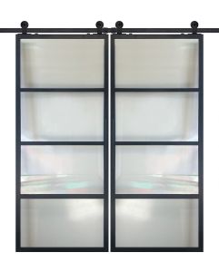 4 Lite Contemporary Metal Double Barn Door