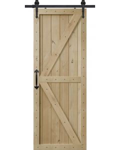Double Z Two Panel Barn Single Door- Knotty Alder
