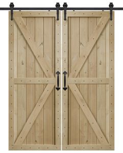 Double Z Two Panel Barn Double Door- Knotty Alder