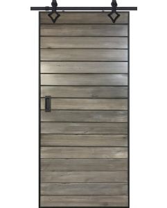 Horizontal Iron Plank Single Barn Door- Knotty Alder