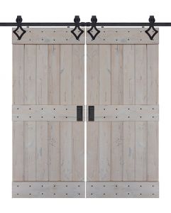 Mid Rail Plank Barn Double Door- Knotty Alder