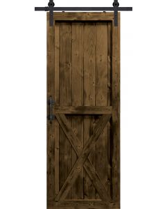 X Two Panel Barn Single Door- Knotty Alder