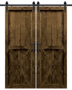 X Two Panel Barn Double Door- Knotty Alder