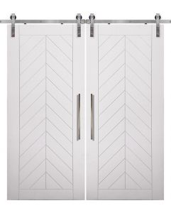 Chevron MDF Double Barn Door- Design on 2 Side