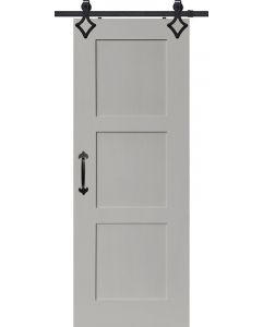 Shaker 3 Panel MDF Single Barn Door- Design on 2 Side