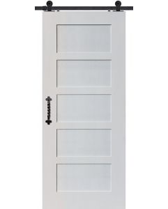 Shaker 5 Panel MDF Single Barn Door- Design on 2 Side